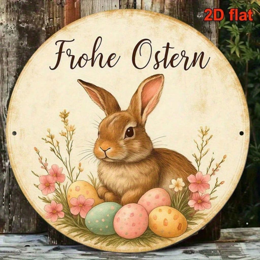 Vintage Easter Metal Sign Wall Decor Bunny Egg Home Decoration
