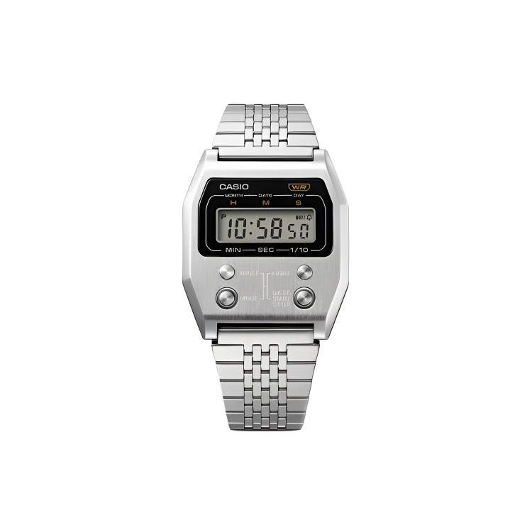 Casio Vintage Series Water Resistant Quartz Movement Stainless Steel Strap Watch Men watches Silver A1100D-1VT Silver Dial