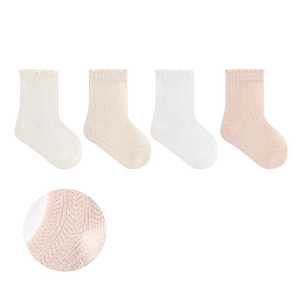 4 Pairs Combed Cotton Newborn Socks Thin Summer Socks New Mid-calf Socks Birthday Gifts