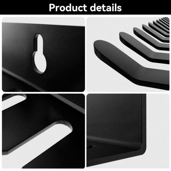 Wall Mountable Cable Hanger 14/19 Slots Metal Cable Holder Black Cord Rack Organizer Width from 5.5 To 9.5mm for Cord Management Studio Storage