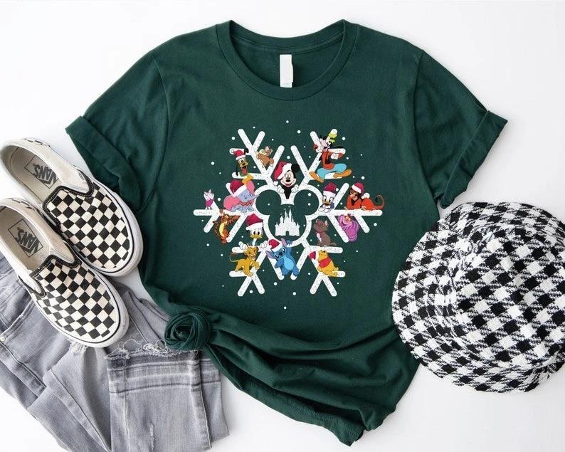 Disneyland Xmas T Shirt, Mickey Snowflake T-Shirt, Disney Christmas Trip XL