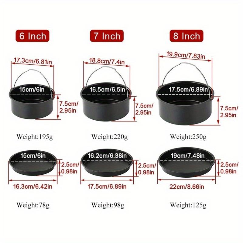 6/7/8 Zoll Runde Kuchenform Antihaft Backform Tablettformen Heißluftfritteusenkorb mit Griffen Backgeschirr Pizzaofen Backformen