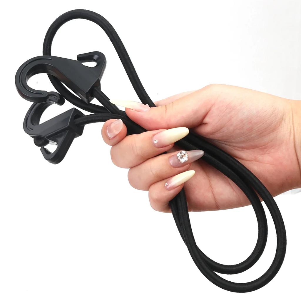 Multifunctional Elastic Rubber Luggage Strap with Hook for Hand-Pulled Cart Camping Tow Strap Adjustable Tie Down Bungee Cord