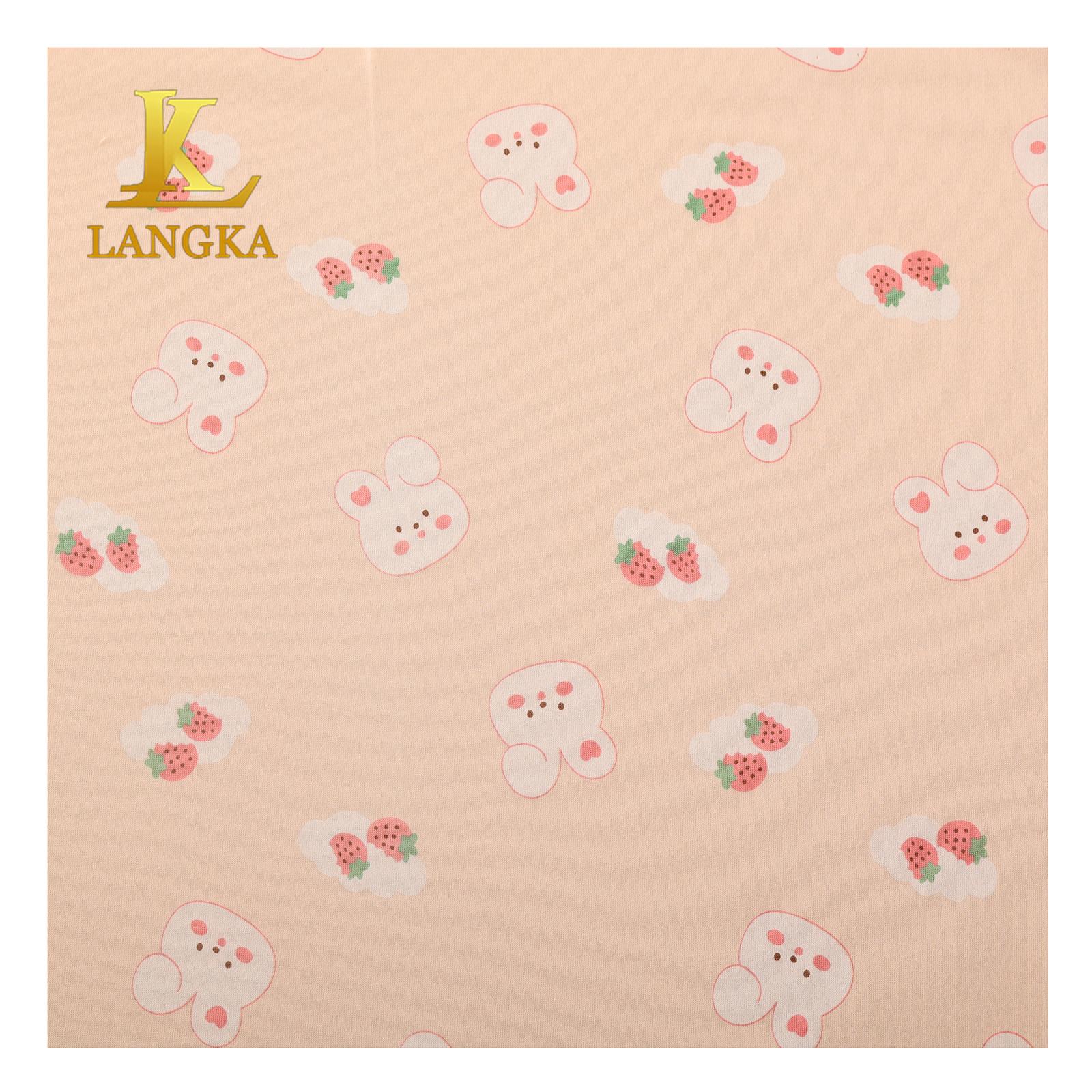 Langka High Quality Combed 100% Organic Cotton Single Jersey Knitted Anti Bacterial Printed Fabric