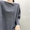 Women's European-Style Loose One-Shoulder Cashmere Sweater - Soft, Versatile Batwing Knit Pullover for Autumn/Winter