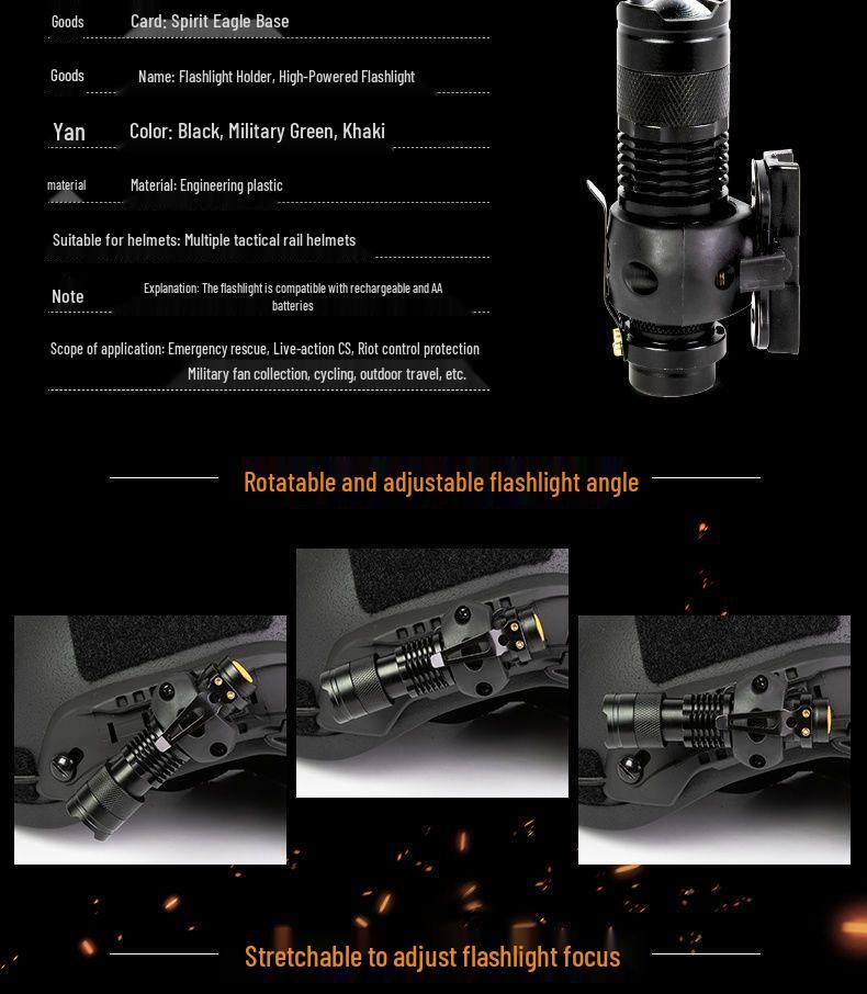 20-25MM Flashlight Clip for MICH/FAST Tactical Helmets