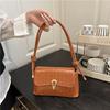 Street Style Trendy Pu Compact Square Shoulder Bag With Shell Shaped Buckle Lock