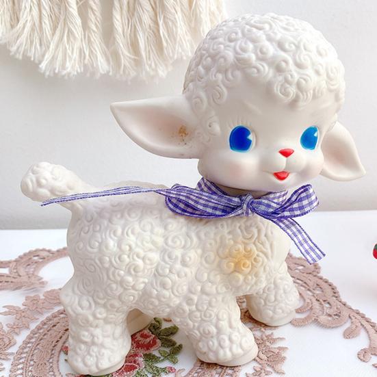 Sheep Toy Adorable Well Crafted Vivid Appearance Pink Ribbon Bow Lamb Decor for Bedroom