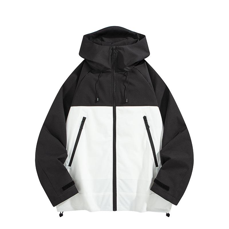 

2025 Spring Lightweight Outdoor Hooded Windbreaker for Hiking, Mountaineering, Travel, and Camping M чорний