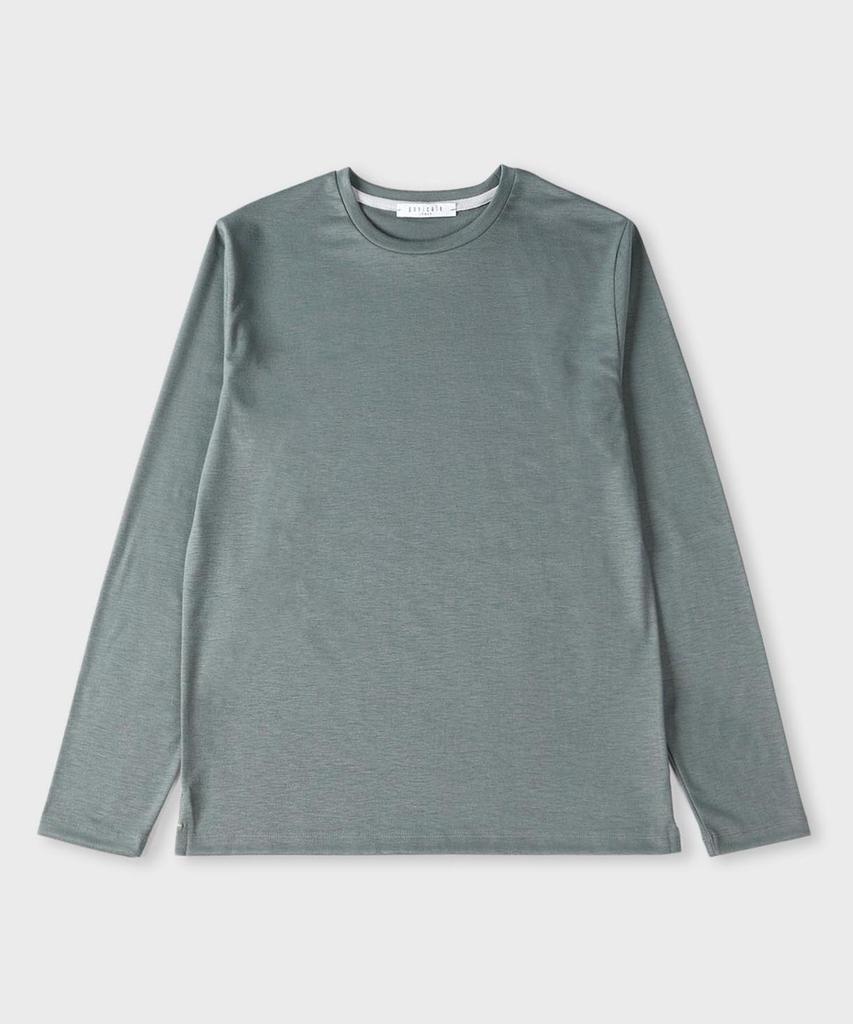 PANICALE Contrast Detail Crew Neck Stretch Jersey T-Shirt [2 Colors]