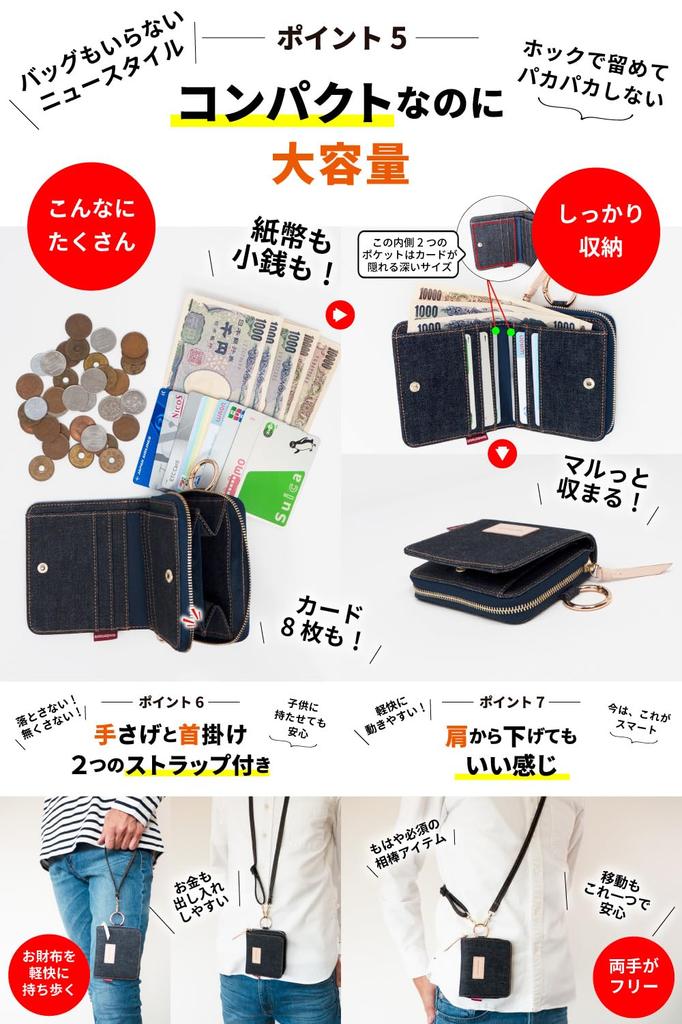 Netzwerk benötigt - Japans stolles Denim-Portemonnaie, Bifold-Portemonnaie mit Riemen, Münzbeutel, Nackenband, Herren-, kompakt, Kinder-