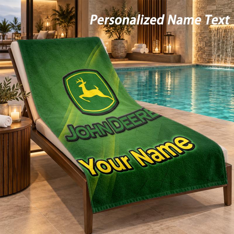 Benutzerdefinierter Text John Deere Druck Strandtuch Großes Handtuch für Zuhause Badezimmer Strand 70cmx140cm(27x55inch) brown