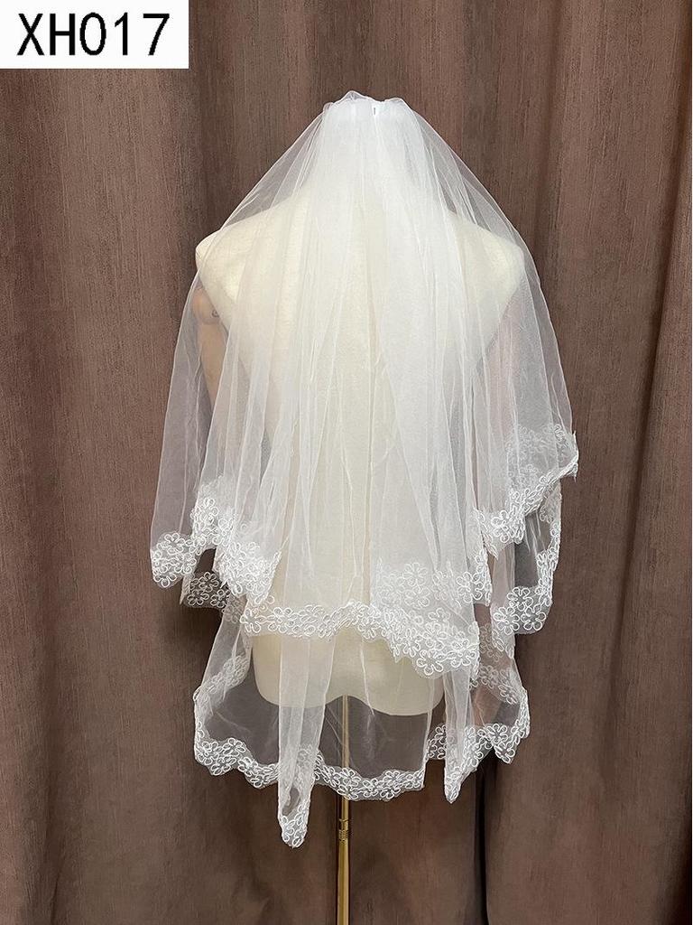 Double Layer Bridal Veil with Sequin Lace Trim