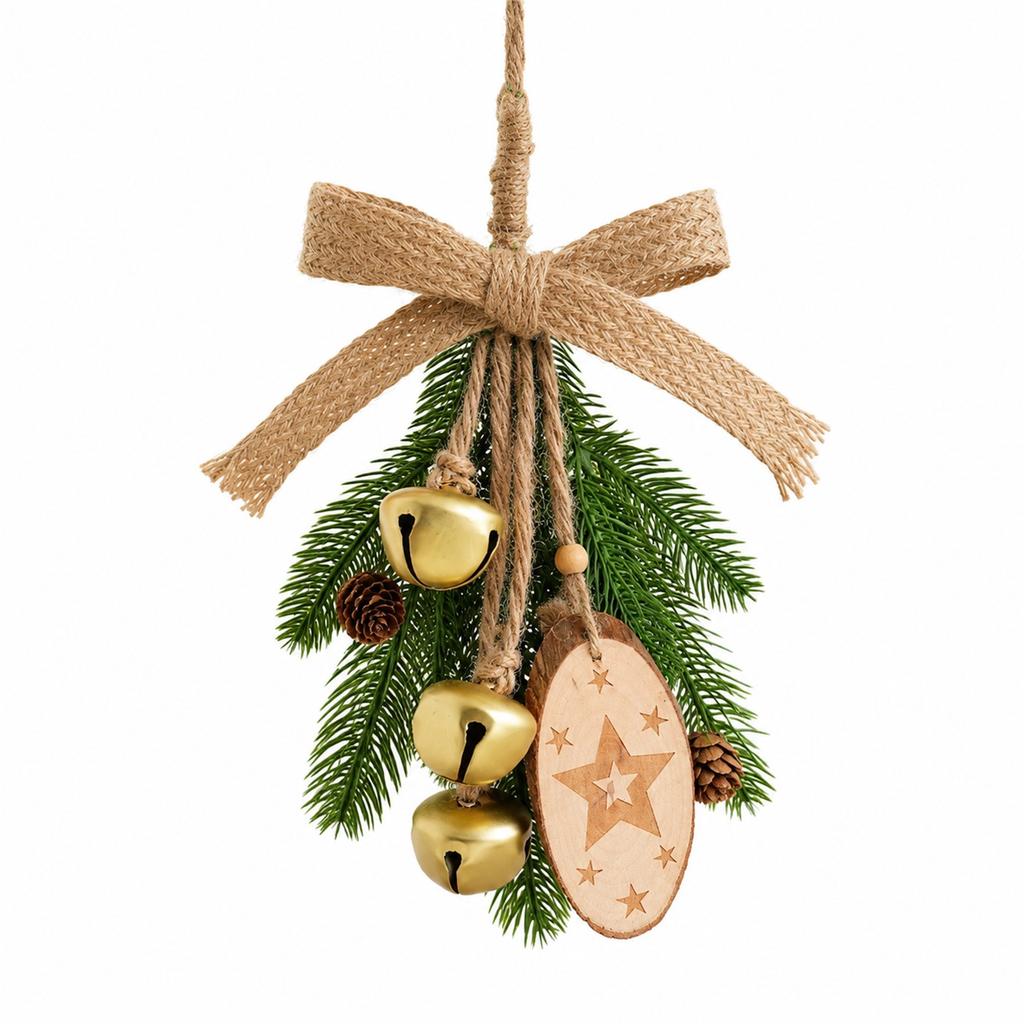 Christmas Tree Ornament with Small Bell and - Rope Hanging Decoration for Holiday Tree