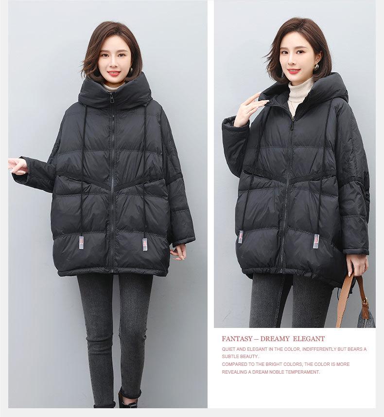 Women's Mid-Length Down Jacket 2024: Winter Loose Fit Plus Size Thickened White Duck Down Coat for Middle-Aged Moms