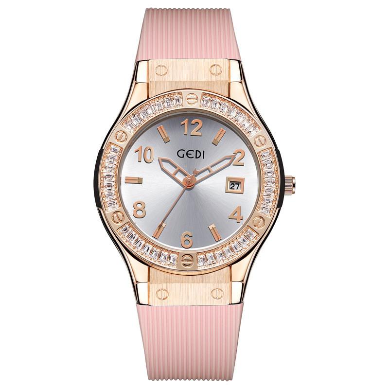 Minimalistische Silikonuhr für Damen mit Kalenderfunktion, wasserdichtes Quarzwerk