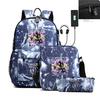 Backpack Usb Charging, Shoulder Bag, Pencil Case, Primary And Secondary School Student Leisure Schoolbag Three-Piece Set