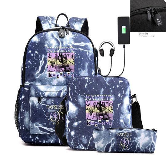 Backpack Usb Charging, Shoulder Bag, Pencil Case, Primary And Secondary School Student Leisure Schoolbag Three-Piece Set