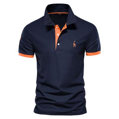 Cross-Border Popular Men'S Clothing Deer Embroidered Polo Shirt Short-Sleeved Zhu Di Mesh Lapel Neck Men'S T-Shirt Wholesale