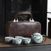 Ru Kiln Travel Tea Set One Pot Four Cups With Gift Box Outdoor Portable Tea Pot Ceramic Business Gifts
