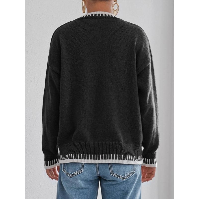 2025 New Autumn and Winter Women's Casual Pullover Loose Sweater Embroidered Fashion Top