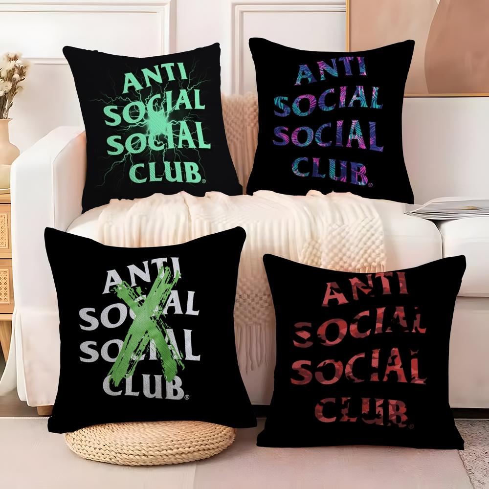 AAnti Social Social Club Cushion Cover Soft Plush Fabric DoubleSided Printed Sofa Cushion Cover for All Seasons Home DecorGift