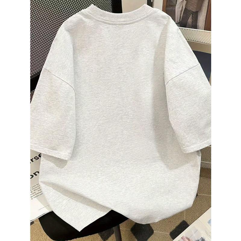 European Size Women's Cute Cat Graphic T-Shirt - Casual Loose Fit Short Sleeve Tee with "Hi! Be Happy" Design, Lightweight