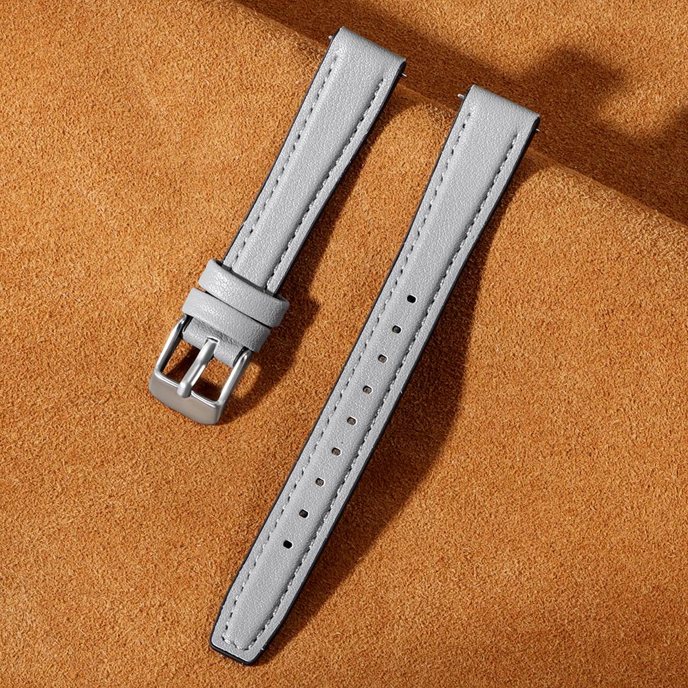 

Leather+Silicone Watch Strap 10mm 12mm 14mm 16mm for Lolarose Men Women Universal Soft Wrist Band Ultra Thin Bracelet Pin Clasp 10mm сірий колір