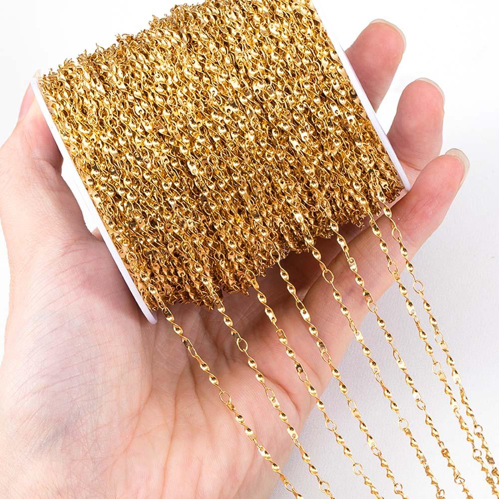 No Fade 1meter Stainless Steel Spiral Twist Stick Link Chain Wave Metal Chain for DIY Necklaces Bracelet Jewelry Making Findings
