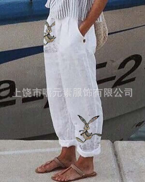 2025 Amazon's New Temperament Commuter 3D Digital Printing, Cotton and Linen Simple Crimped Casual Pants Can Be Printed