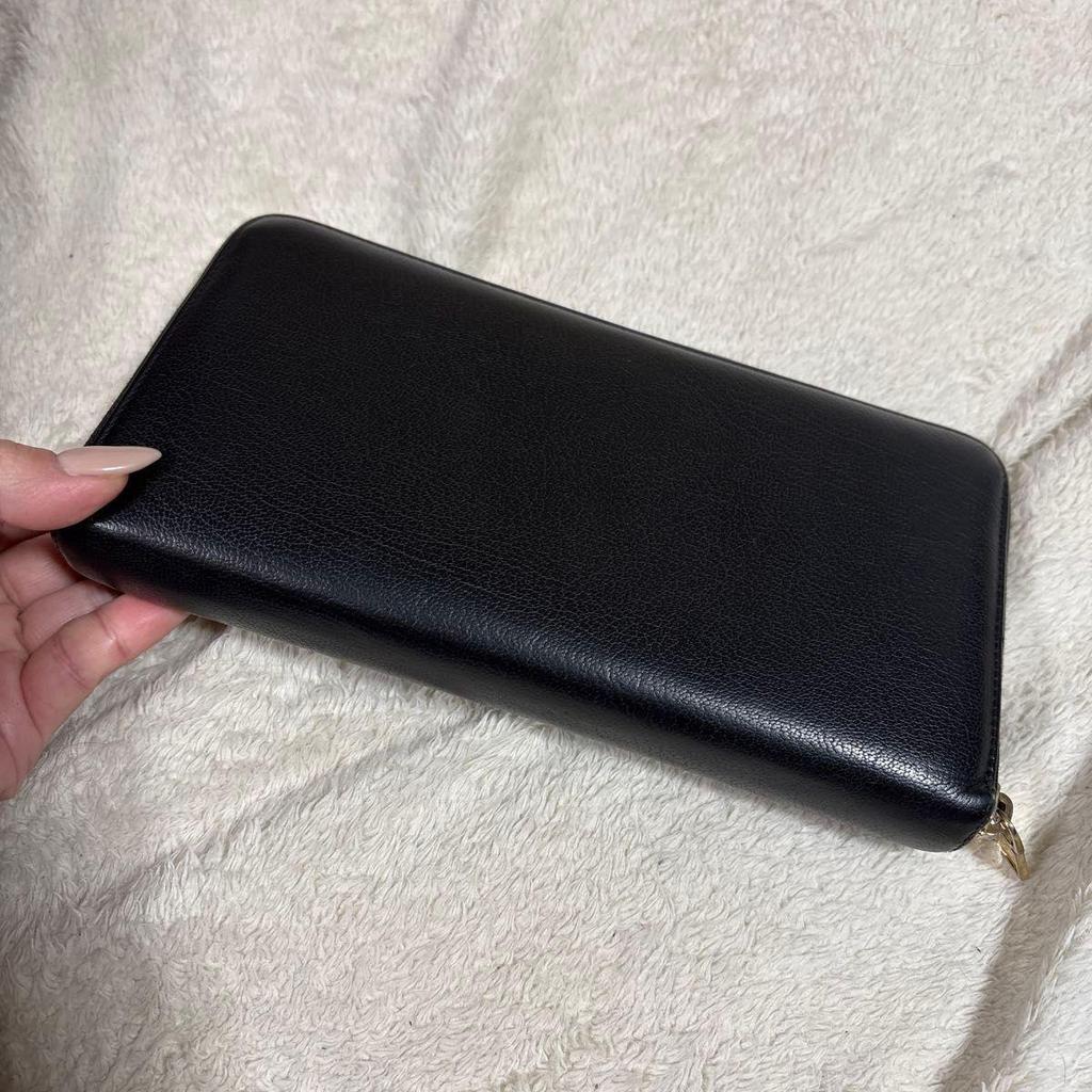 Used SAINT LAURENT PARIS YSL Round Zipper Long Wallet Black
