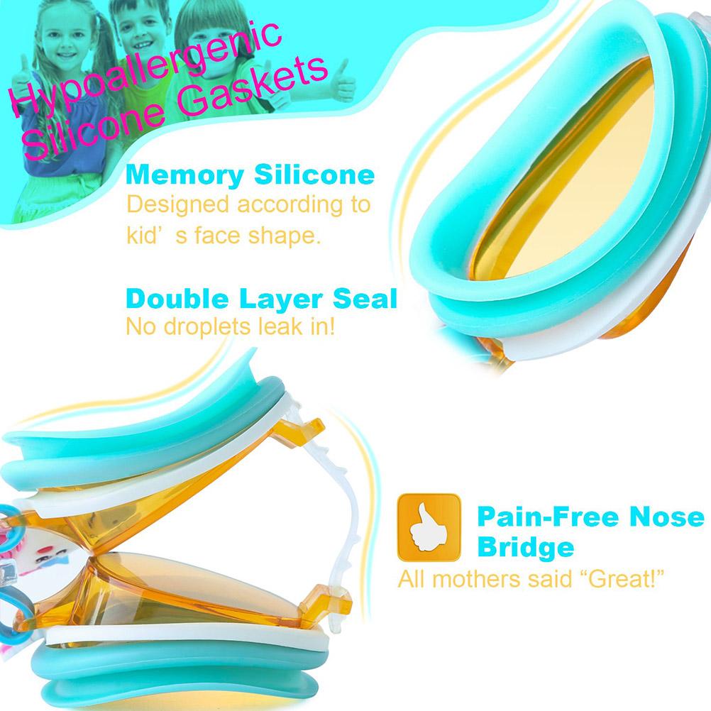 2Pcs Cartoon Kids Swimming Goggles Anti Fog Waterproof UV Protection No Leaking Baby Goggles