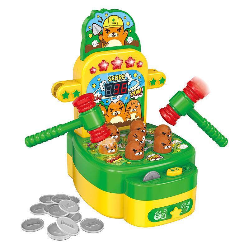 

Игрушечный вызов Gopher King Knock Music для детей от 1 до 3 лет Электрический звуковой эффект Классический игровой автомат Gopher с монетоприемником зелёный