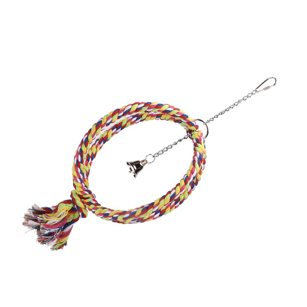 Parakeet Bird Ring Toy Cotton Rope Stainless Steel Wire Circle Ring for Pet Climbing Swing