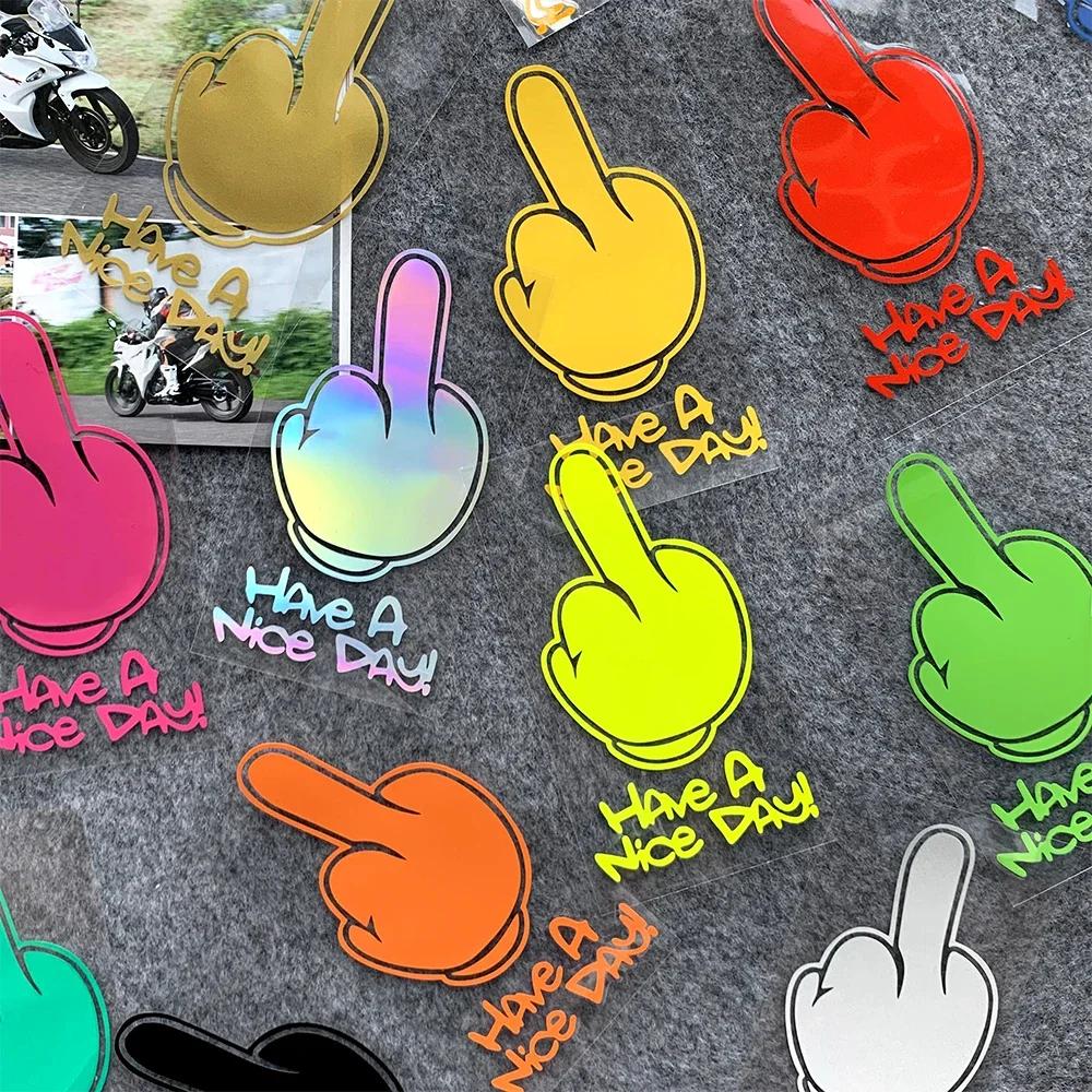 Motorcycle Stickers HAVe A Nice DAY ! Middle Finger Refletor Accessories Decals for Honda PCX125 Yamaha R1 Kawasaki Z900