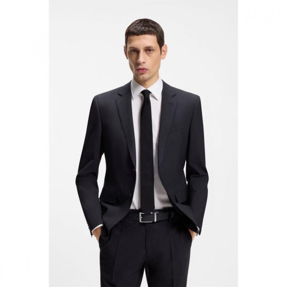 Boss Logo Keeper Grain Italian Leather Reversible Belt Black  50447116002 