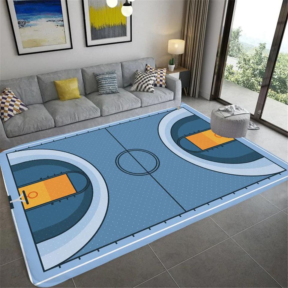 Basketball Court Carpet Basketball Area Rug for Bedroom Bedside Living Room Sofa Table Sport Theme Floor Mat Ball Games Doormat