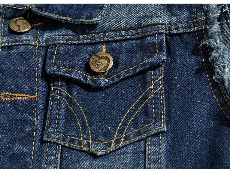 Gilet da moto in denim coreano slim fit taglie forti da uomo - Giacca senza maniche strappata alla moda