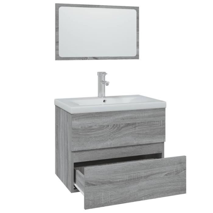 3152874 vidaXL Bathroom Furniture Sonoma Grey Engineered Wood