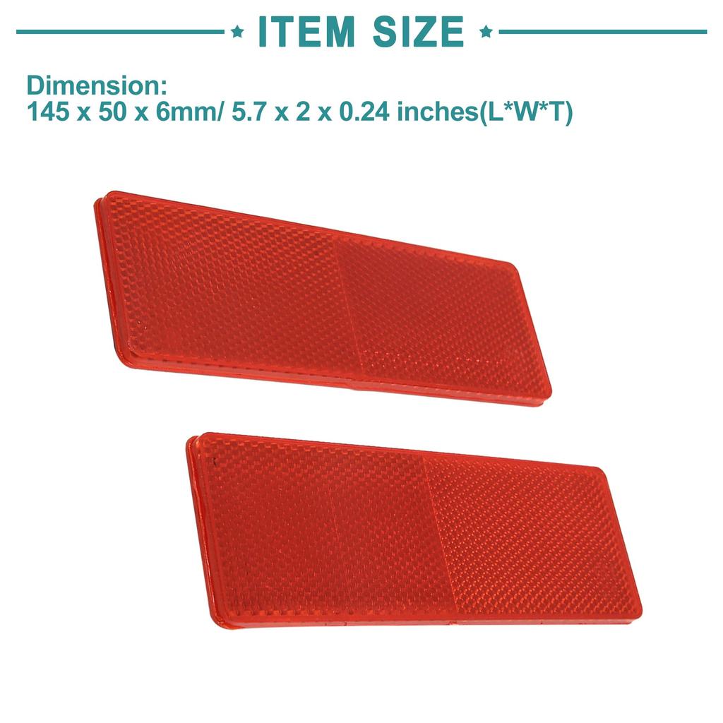 ACROPIX 2pcs Truck Car Adhesive Reflector No Hole Plastic Universal Red