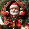 Vánoční ozdoby Santa Claus/Sobi/Tučňák/Perníkový muž v červeném kostkovaném designu na zip Kulaté 2D akrylové ozdoby na sváteční strom
