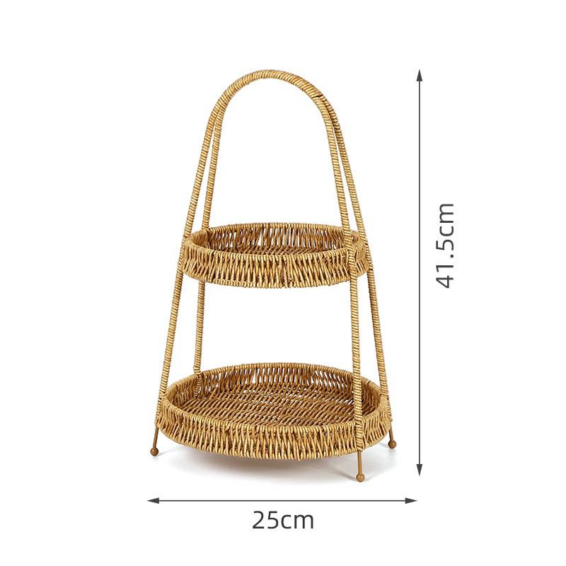 Woven-Style PP Multi-Tier Serving Basket Snacks Fruits Bread Dim Sum Japanese Style Storage Organizer