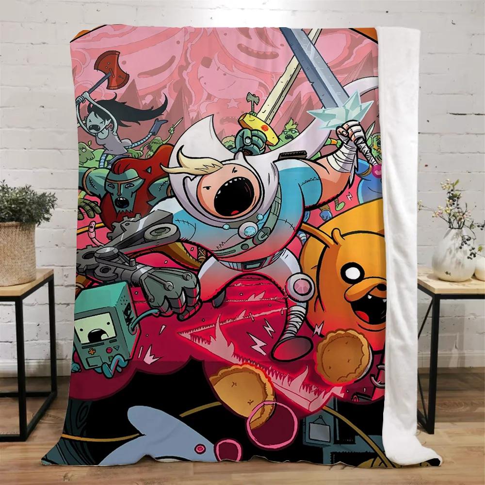 Adventure Time Coperte Spesse per l'Inverno Coperta Letto Lavorata a Maglia a Quadri Casa e Decorazione Biancheria da Letto in Microfibra Asciugamano da Spiaggia Coperta per Riposo