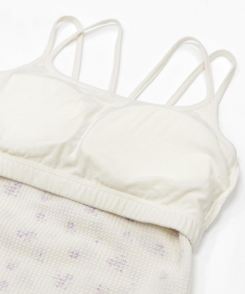 Pajama Set Waffle Flower Pattern Camisole Ruffle Shorts 3P Set Lavender [JE Morgan] &