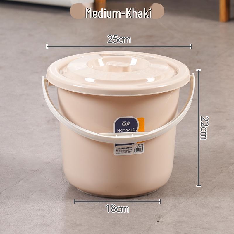 Portable Round Plastic Bucket with Lid - Thickened for Household Use, Storage, Cleaning, and Children's Beach Fun