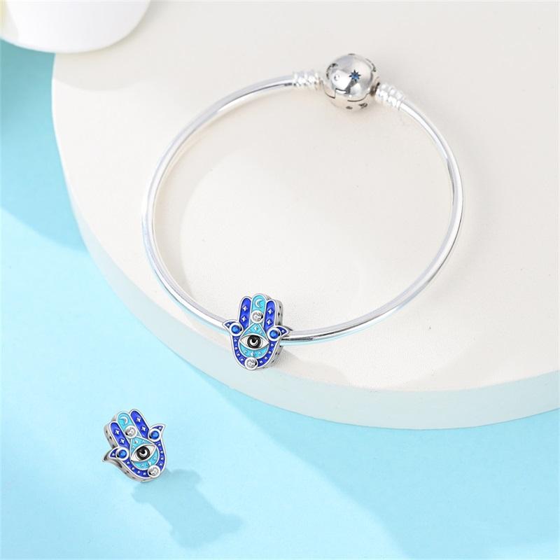 Original Charms Beads Copper Guardian'S Hand Evil Eyes Pendants For Woman Man Diy Jewelry For Bracelets Accessories