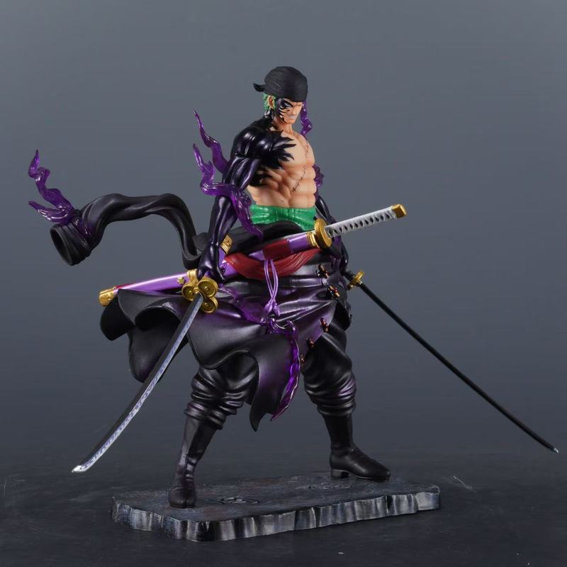 24cm One Piece Enma Zoro PVC Figure Three Sword Samurai Roronoa Zoro Figure Battle Form Statue Desktop Ornament Anime Toy Gifts