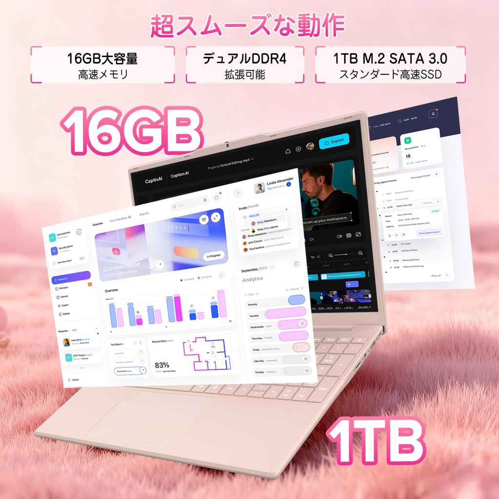 MS Office N5100 4C4T Laptop with Dual 16GB DDR4 1TB Windows 11 Fingerprint WiFi Dual USB Mini Bluetooth and Japanese Keyboard Cherry Blossom Red