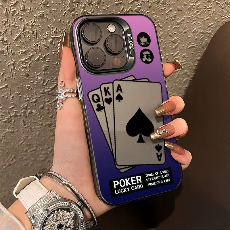 Gradual Change Poker Applicable To Apple 16Promax Mobile Phone Case Personalized Vitality Case iPhone15/14/13 Europe and America 12