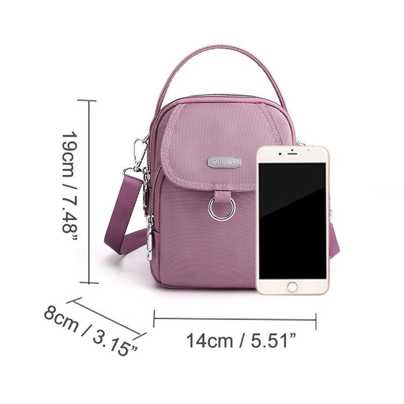 Damen Nylon Umhängetasche Crossbody Handtasche kleine Geldbörse Handtasche Reißverschluss Etui